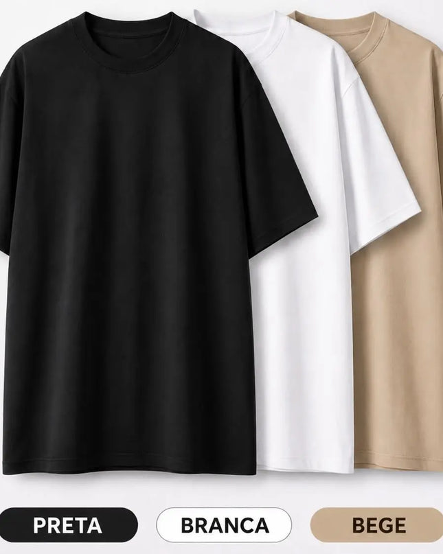 Kit 3 Camisetas Oversized Básicas 100% Algodão 30.1