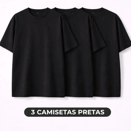 Kit 3 Camisetas Oversized Básicas 100% Algodão 30.1