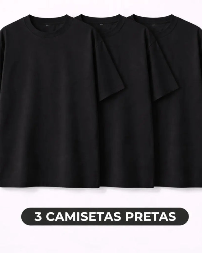 Kit 3 Camisetas Oversized Básicas 100% Algodão 30.1