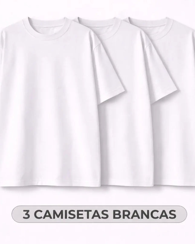 Kit 3 Camisetas Oversized Básicas 100% Algodão 30.1
