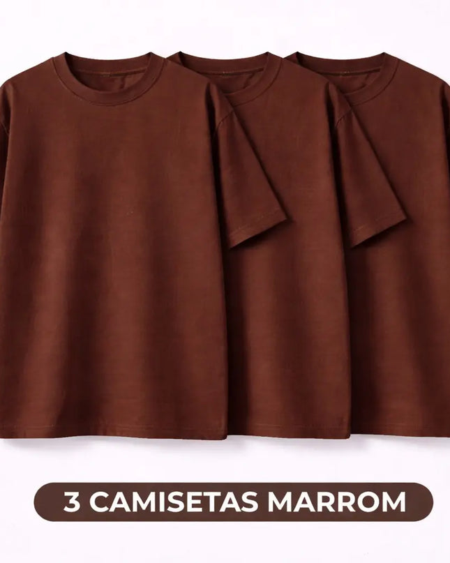 Kit 3 Camisetas Oversized Básicas 100% Algodão 30.1