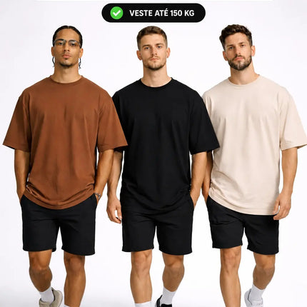 Kit 3 Camisetas Oversized Básicas 100% Algodão 30.1