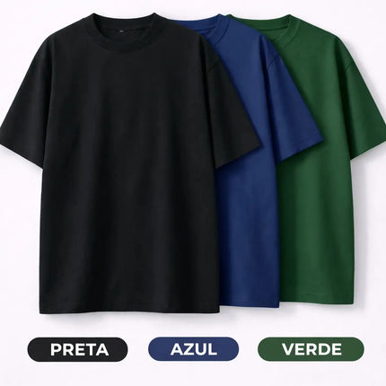 Kit 3 Camisetas Oversized Básicas 100% Algodão 30.1