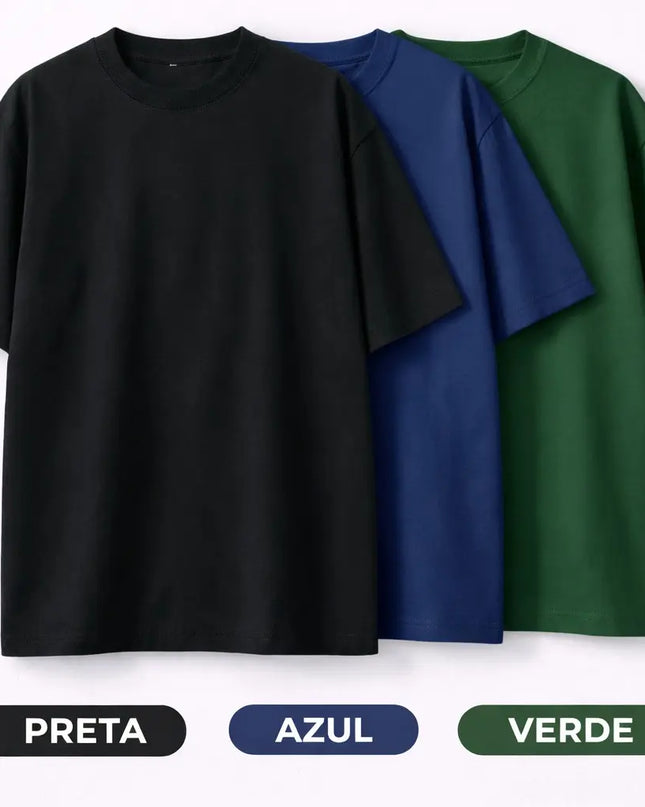 Kit 3 Camisetas Oversized Básicas 100% Algodão 30.1