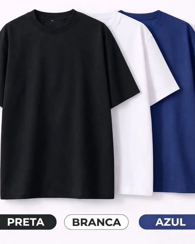 Kit 3 Camisetas Oversized Básicas 100% Algodão 30.1