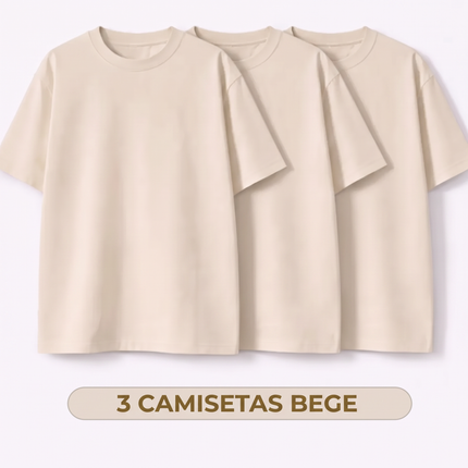 Kit 3 camisetas Bege
