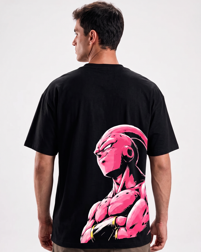 Camiseta Majin Boo Poder Caótico Dragon Ball preta - costas