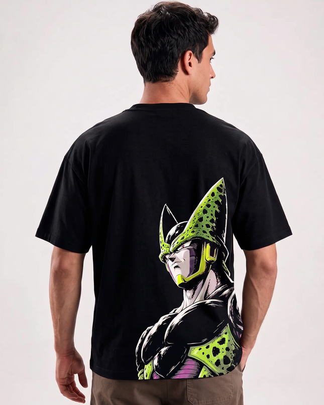 Camiseta Cell Forma Perfeita Dragon Ball preta - costas